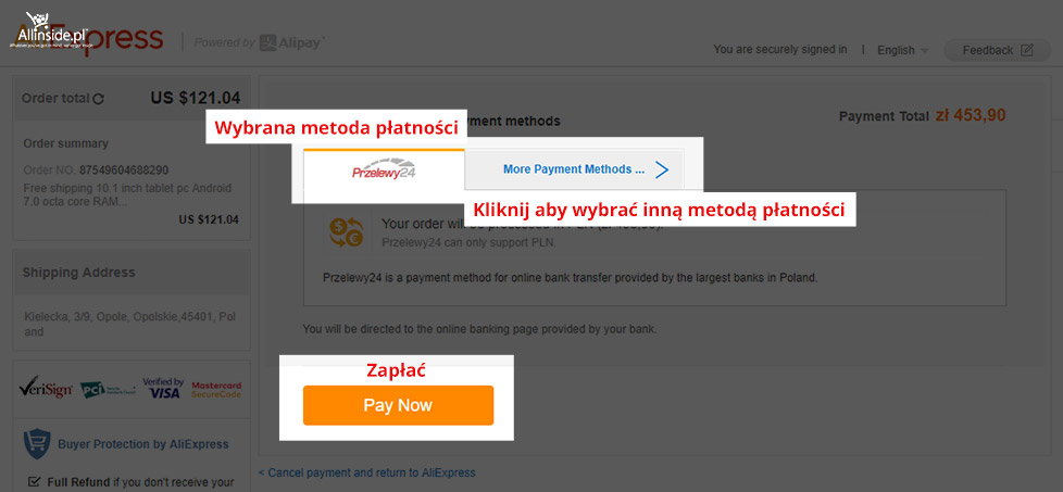 Jak zapłacić za zakupy na Aliexpress